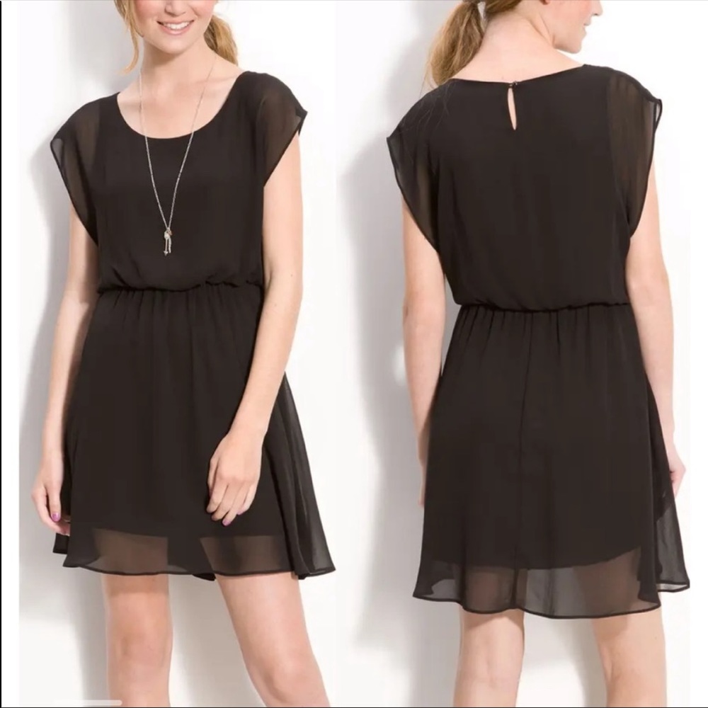 Lush Black Chiffon Dress- Medium
